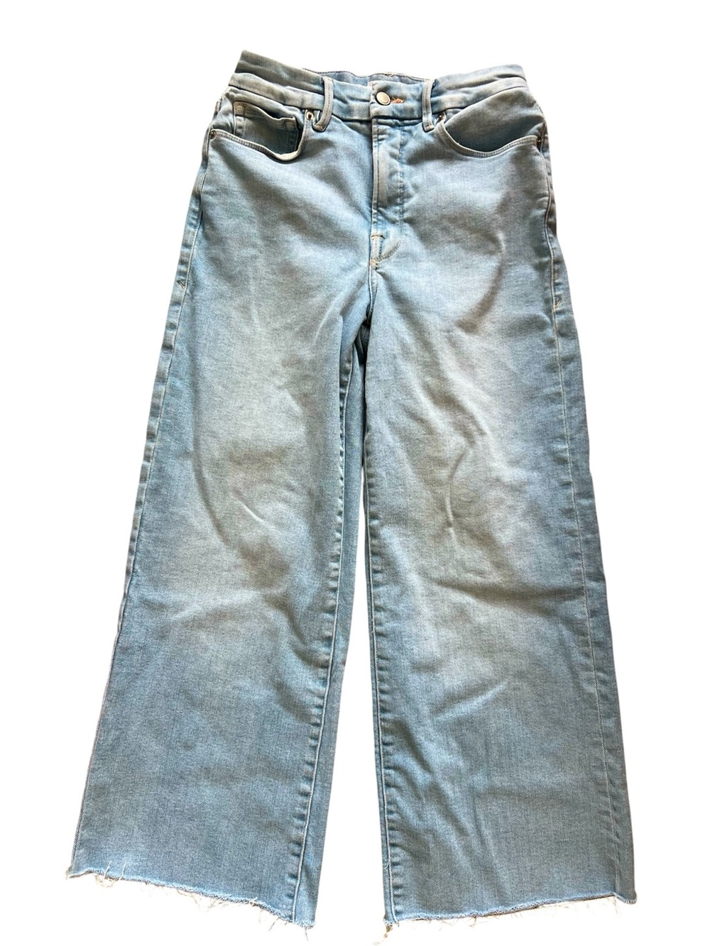 Good American Good Waist Palazzo Crop Wide Leg Denim Jeans | Size 26